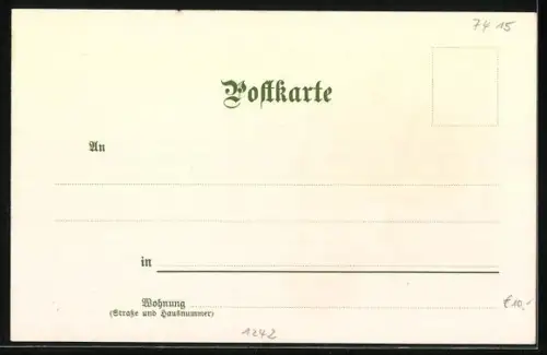 Lithographie Wannweil, hübsches Paar in schwäbischer Tracht