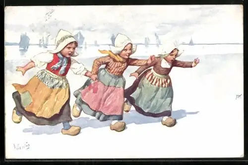 Künstler-AK Karl Feiertag: niederländische Mädchen in Tracht