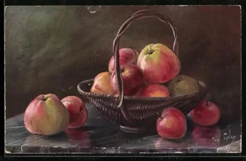 Künstler-AK Mary Golay: Stilleben mit Äpfeln