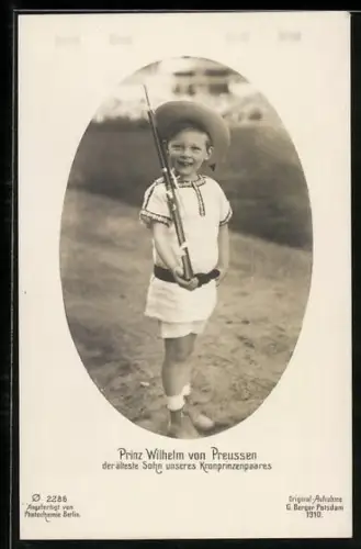 AK Prinz Wilhelm von Preussen als Knabe mit Gewehr