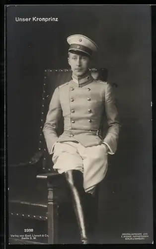 AK Kronprinz Wilhelm von Preussen auf der Stuhllehne