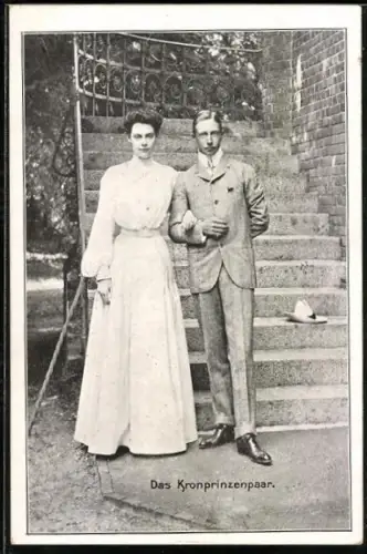 AK Kronprinz Wilhelm von Preussen samt Gemahlin in Zivil