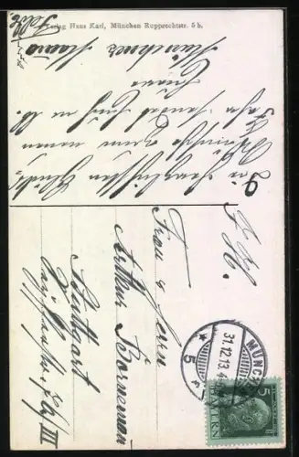 Künstler-AK München, Feldherrnhalle und Münchner Kindl mit Tauben