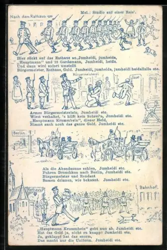 Künstler-AK Berlin, Der Hauptmann von Köpenick in der Bürgermeisterei