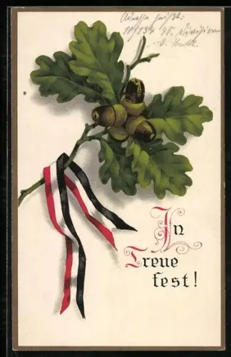 AK Band in den Farben der Reichsfahne mit Eichenblättern