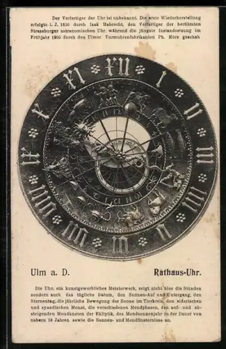 AK Ulm, Rathaus-Uhr, Kunstuhr