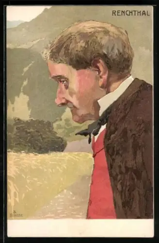 Künstler-AK Renchthal, Herr in Schwarzwälder Tracht