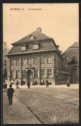 AK Alt-Kiel, Schweffelhaus mit Strassenpartie