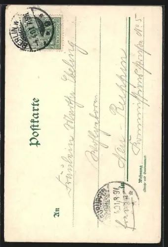 Lithographie Berlin-Kreuzberg, Wasserfall im Victoria Park