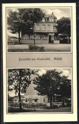 AK Miltitz bei Leipzig, Gasthaus zur Windmühle, Garten