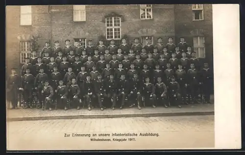 AK Wilhelmshaven, Gruppenbild von der infanteristischen Ausbildung 1917