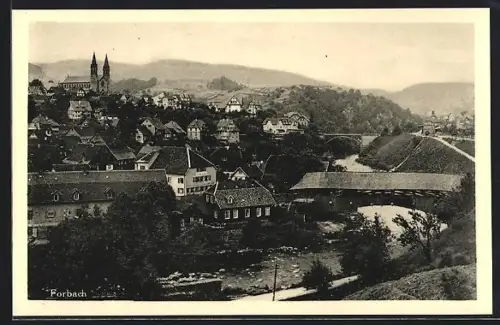 AK Forbach, Teilansicht mit alter Brücke