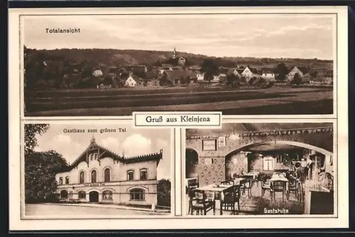 AK Kleinjena, Gasthaus zum grünen Tal, Inneres Gaststube, Totalansicht