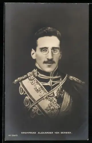 AK Kronprinz Alexander von Serbien im Portrait