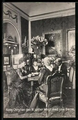 AK Kong Christian den IX spiller whist med sine dotre