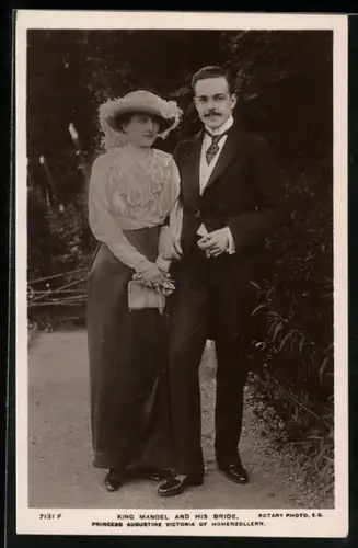 AK King Manoel and his Bride, Princess Augustine Victoria of Hohenzollern