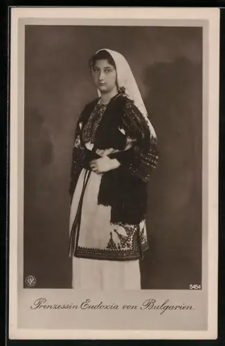 AK Prinzessin Eudoxia von Bulgarien in Volkstracht