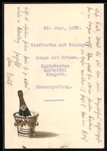 Künstler-AK Reklame Söhnlein Rheingold Wein