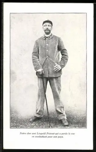 AK Léopold Prévosi perdu la vue en combattant pour son pays, La Familie du Rameau d`Olivier Carte No. 4