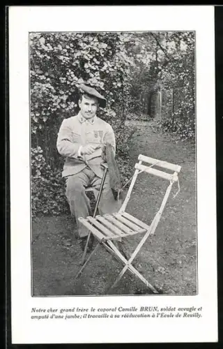 AK Le Caporal Camille Brun, soldat aveugle, La Famille du Rameau d`Olivier, Carte No. 18