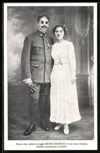 AK Soldat Henri Drapeau et sa jeune femme, La Familie du Rameau d`Olivier Carte No. 37