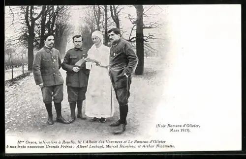 AK Blinde Soldaten mit Krankenschwester