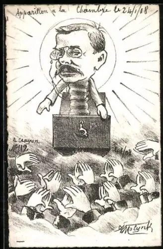 Künstler-AK sign. A. Molynk: Mann als Springteufel