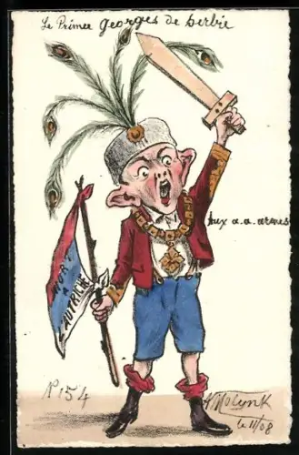 Künstler-AK sign. Molynk: Prince George, Mort a l`Autriche