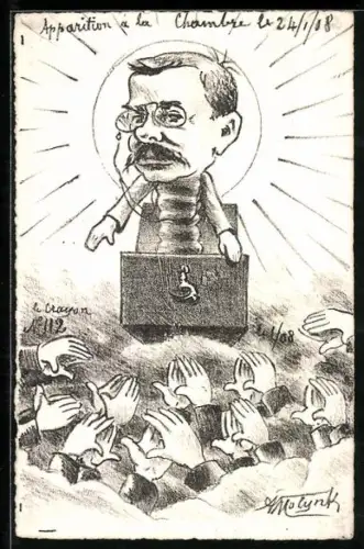 Künstler-AK sign. A. Molynk: Mann als Springteufel