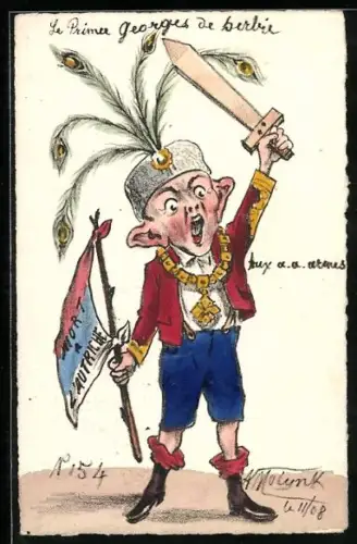 Künstler-AK sign. Molynk: Prince George, Mort a l`Autriche