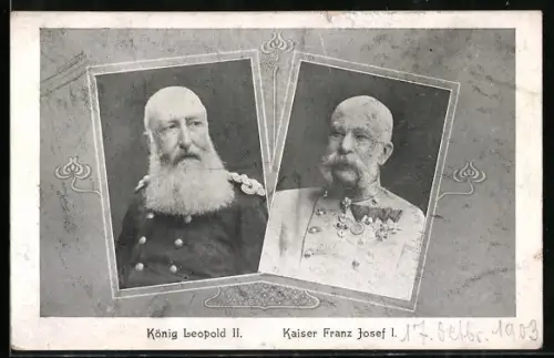 AK König Leopold II und Kaiser Franz Josef I. von Österreich