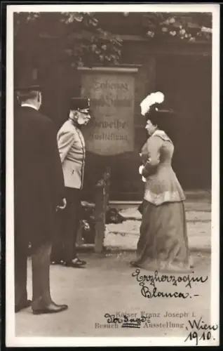 AK Kaiser Franz Josef I. von Österreich bei der Erzherzog Leopold Salvator Geweihe-Ausstellung