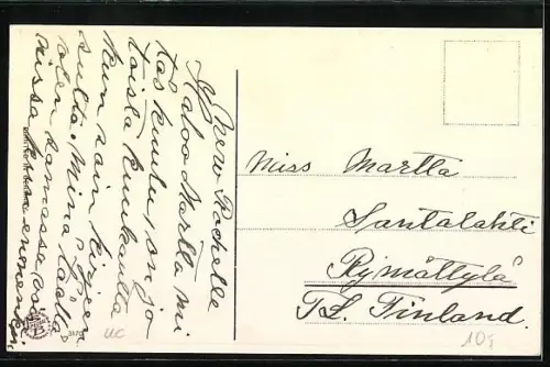 AK Weihnachtsmann mit Geschenkesack und Kind auf Schlitten, Weihnachtsgruss