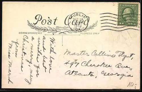 Künstler-AK Kinder stehen um den Weihnachtsmann versammelt und bekommen ihre Geschenke