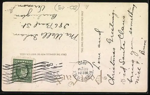 Künstler-AK Weihnachtsmann in einem Rahmen mit Stechpalmenblättern