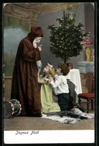 AK Kinder knien vor dem Weihnachtsmann