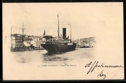 AK Port-Vendres, Départ des Bateaux