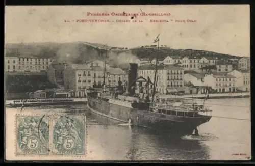 AK Port-Vendres, Départ de la Médjerda pour Oran