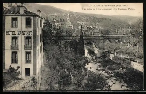 AK Amélie-les-Bains /Pyr.-Or., Vue prise de l`Établissement des Thermes Pujade