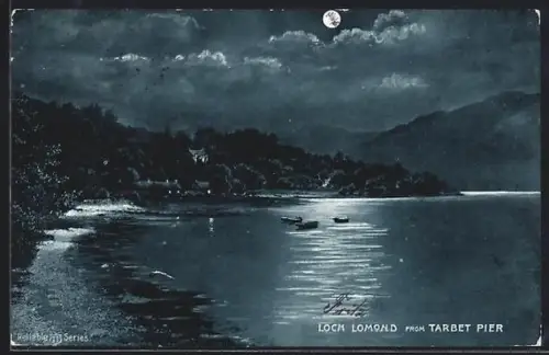 AK Tarbet Pier, Loch Lomond at night seen from Tarbet Pier