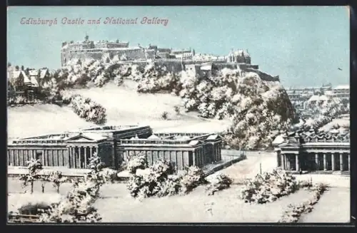 AK Edinburgh, The Castle and National Gallery during winter