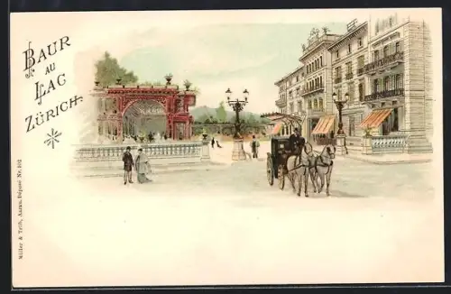 Lithographie Zürich, Hotel-Pension Baur au Lac