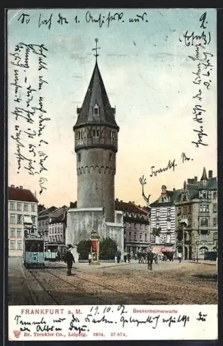 AK Frankfurt-Bockenheim, Bockenheimer Warte und Strassenbahnen