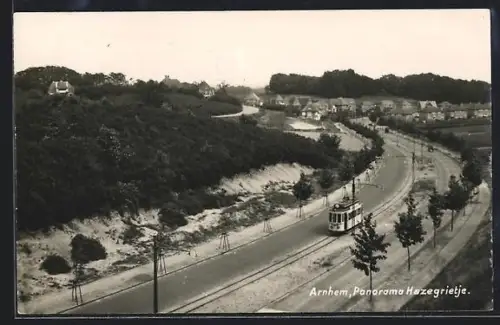 AK Arnhem, Panorama Hazegrietje, Strassenbahn