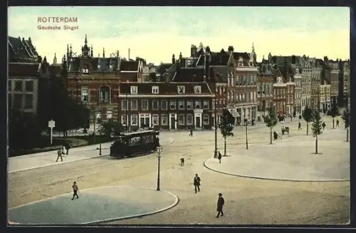 AK Rotterdam, Goudsche Singel mit Strassenbahn