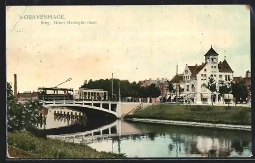 AK `s-Gravenhage, Brug, Groot Hertoginnelaan, Strassenbahn