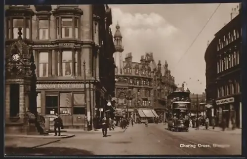 AK Glasgow, Charing Cross mit Strassenbahn