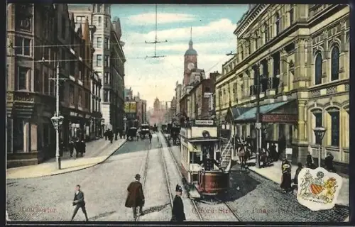 AK Manchester, Oxford Street, Strassenbahn