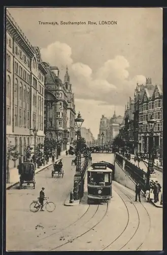 AK London, Tramways, Southampton Row, Strassenbahn