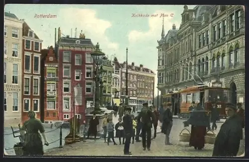 AK Rotterdam, Kolkkade met Plan C, Strassenbahn